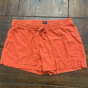 J Crew rust orange linen shorts size medium.
